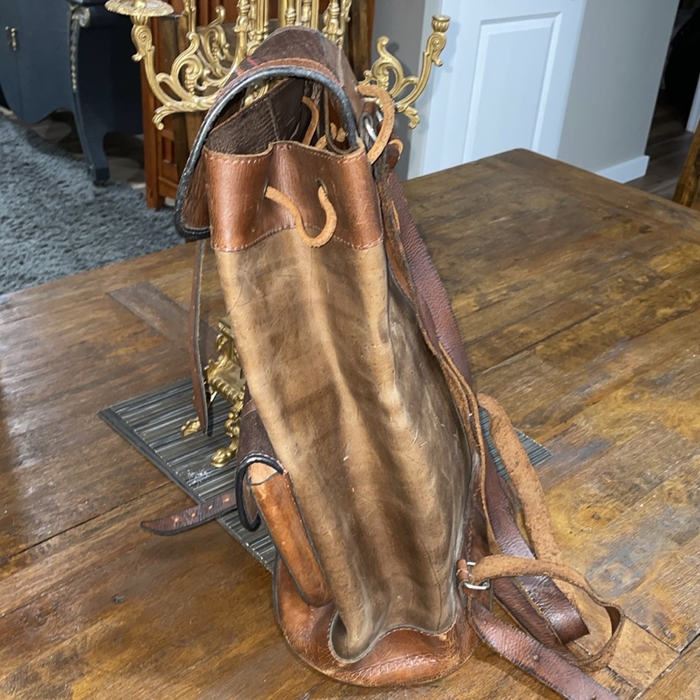 LEATHER HANDMADE QUECHUAN BACKPACK - Picture 5 of 10